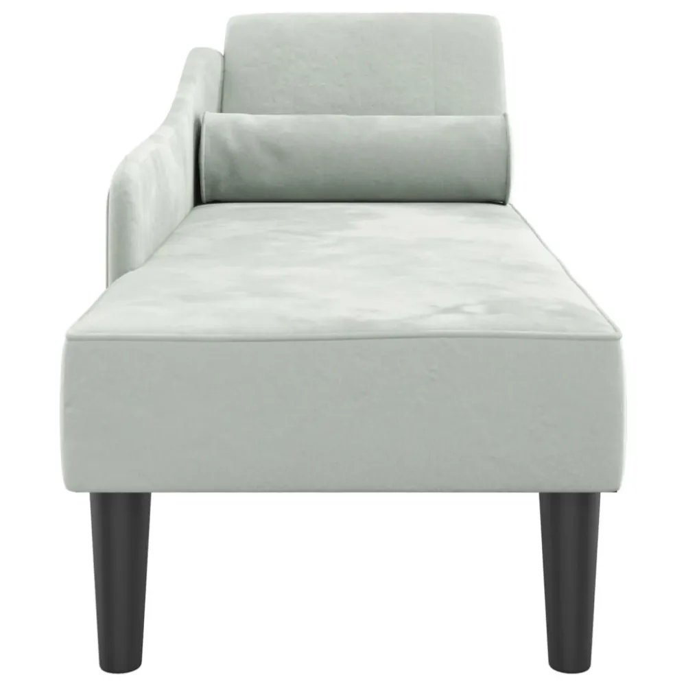 Chaise Longue con Cuscini Grigio Limpido Velluto