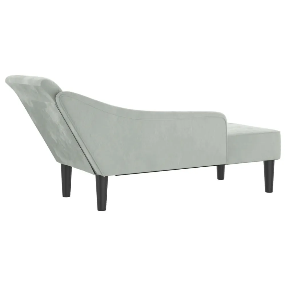 Chaise Longue con Cuscini Grigio Limpido Velluto