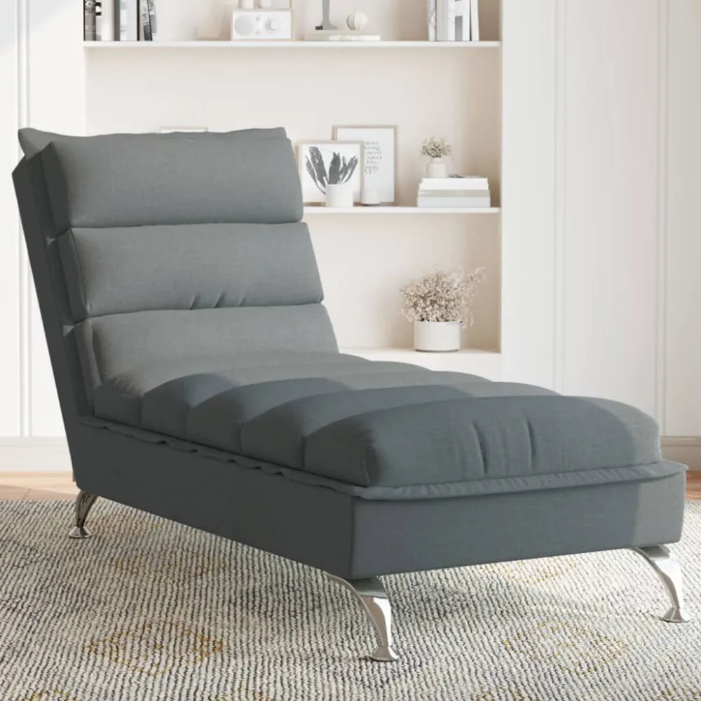 Chaise Longue con Cuscini Grigio Ombroso Tessuto