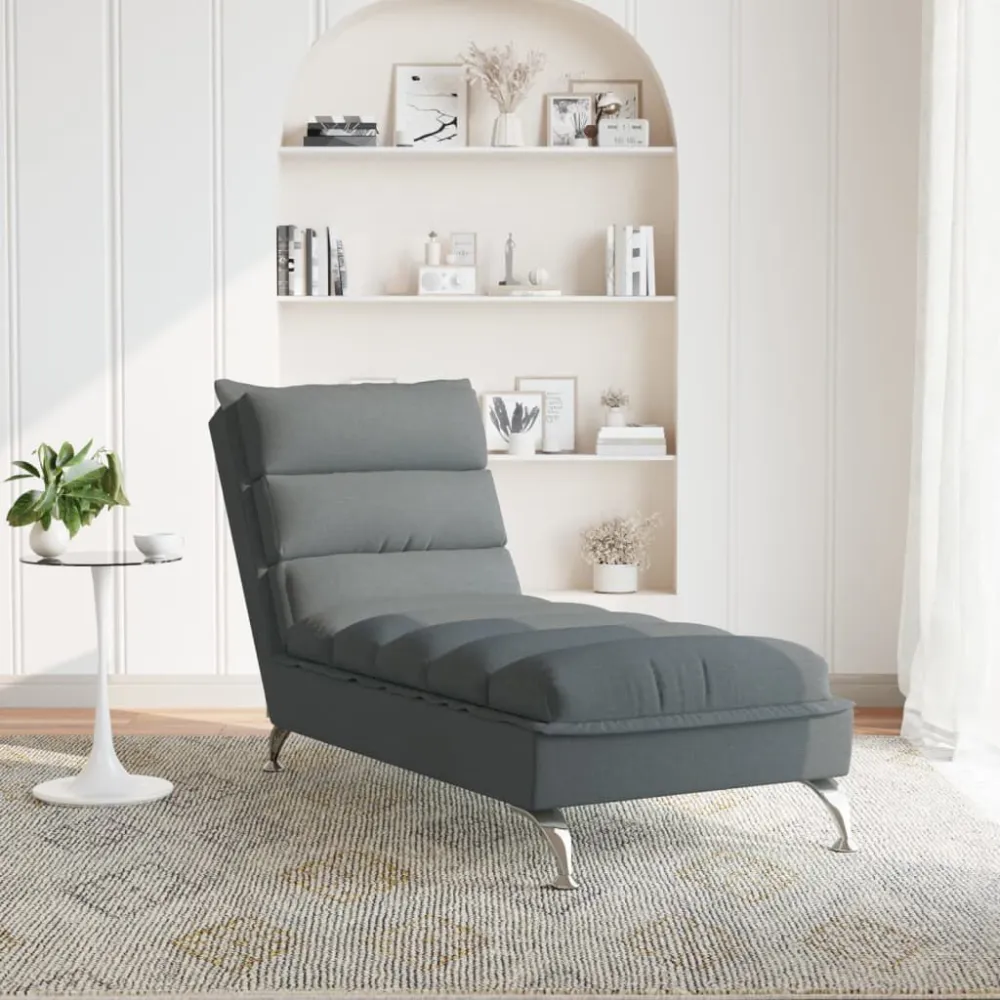 Chaise Longue con Cuscini Grigio Ombroso Tessuto