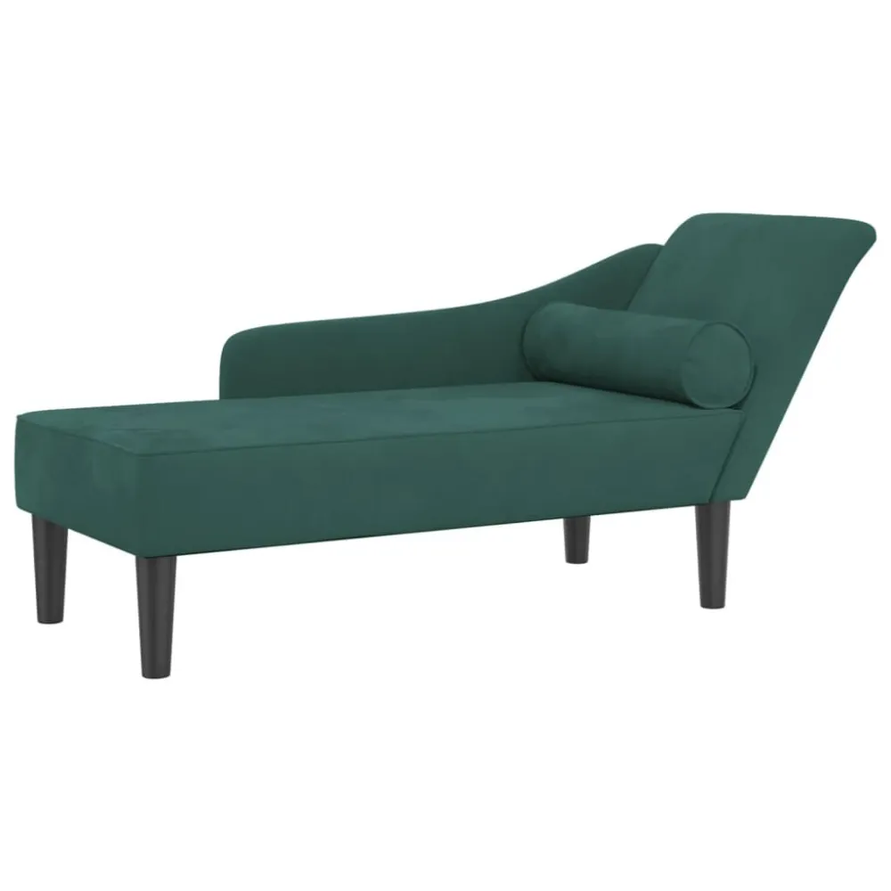 Chaise Longue con Cuscini Verde Tenebroso Velluto