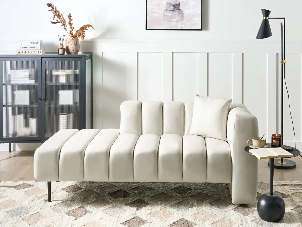 Chaise longue ecopelle vegana bianco imbrattato destra LANNILS