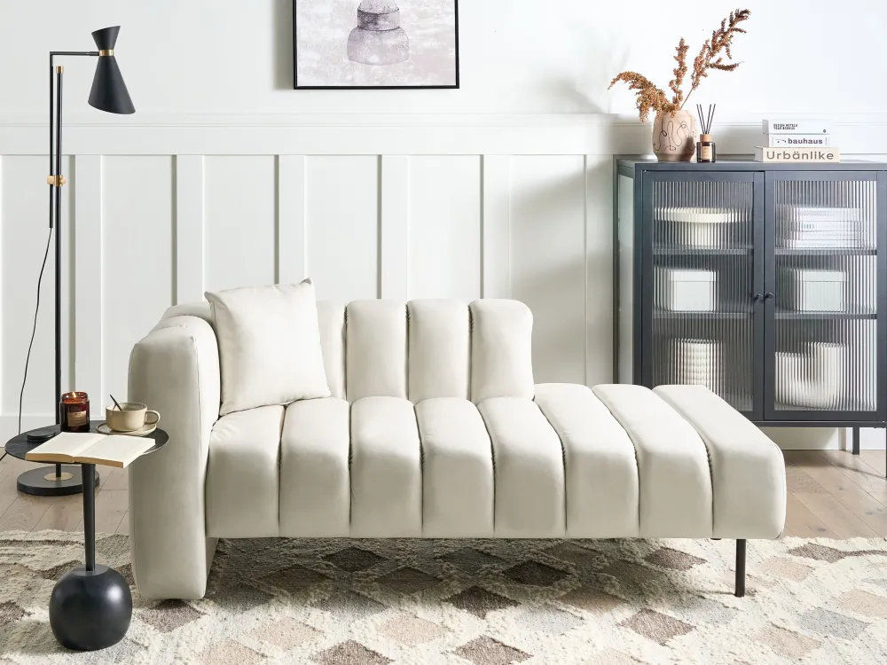 Chaise longue ecopelle vegana bianco unto sinistra LANNILS