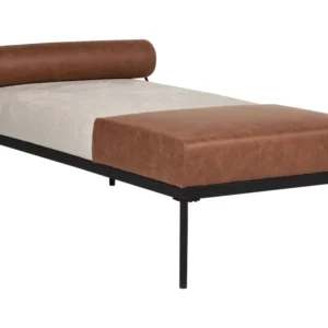 Chaise longue lino sintetico ed ecopelle nocciola e marrone MALMOS