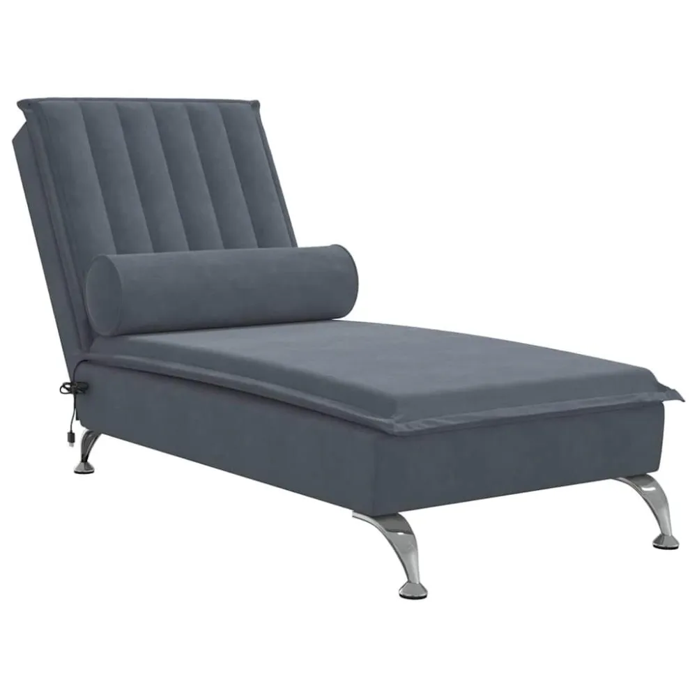 Chaise Longue Massaggi con Capezzale Grigio Ombroso Velluto
