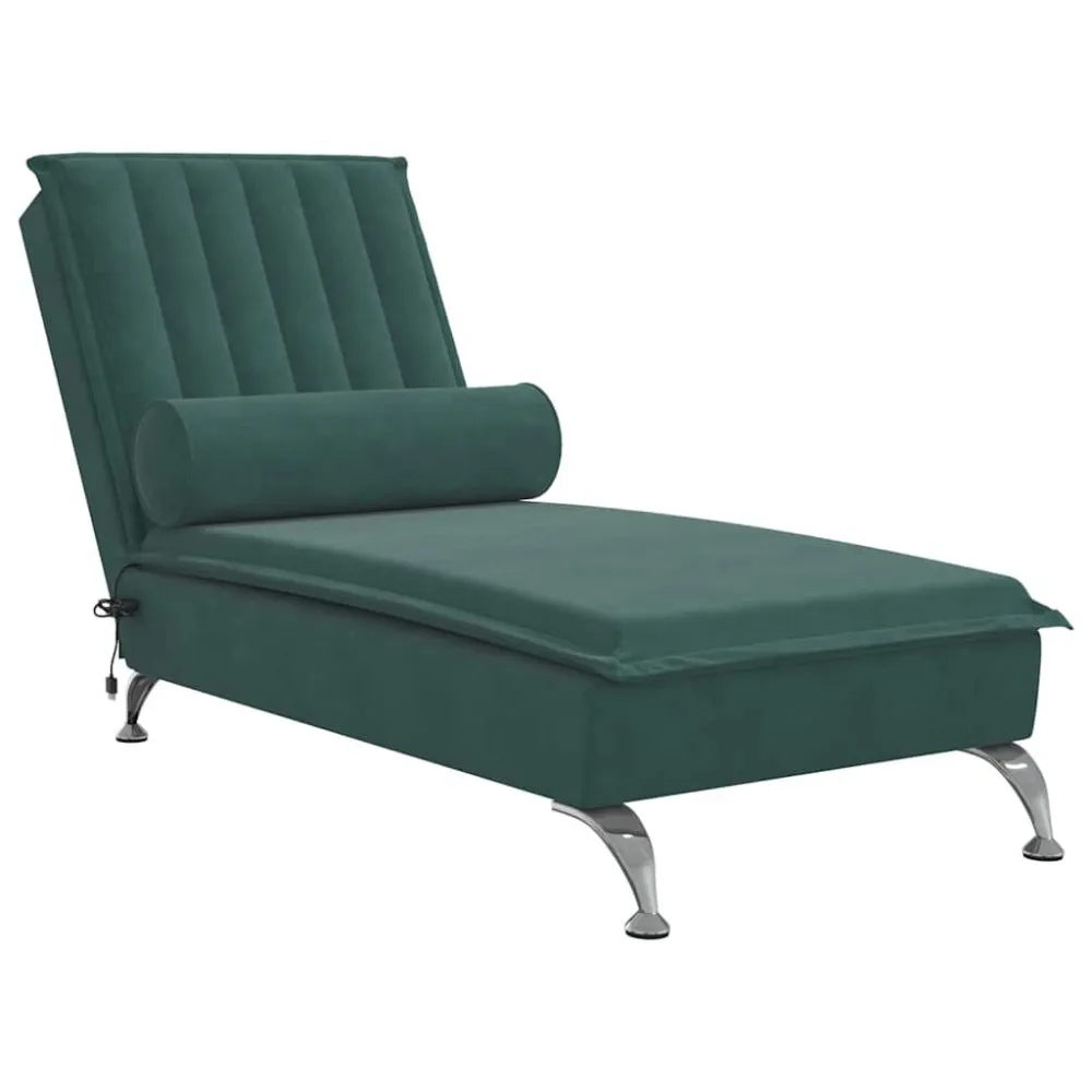 Chaise Longue Massaggi con Capezzale Verde Nero Velluto