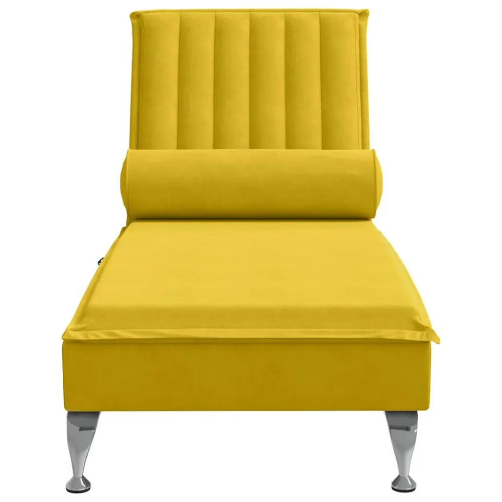 Chaise Longue Massaggi con Cuscino Rullo Giallo Velluto