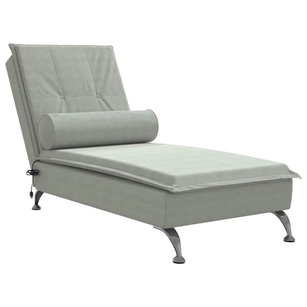 Chaise Longue Massaggi Cuscino Rullo Grigio Evidente Velluto
