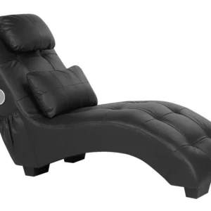 Chaise longue pelle sintetica grigio con casse bluetooth SIMORRE