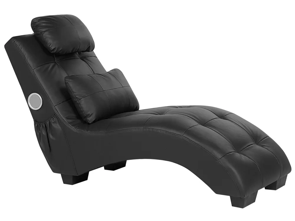 Chaise longue pelle sintetica grigio con casse bluetooth SIMORRE