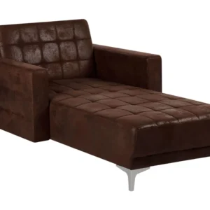 Chaise longue tessuto similpelle marrone ABERDEEN