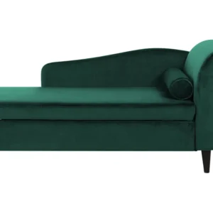 Chaise longue velluto verde smeraldo e legno cupo destra LUIRO