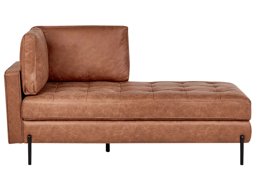 Chaise lounge ecopelle marrone oro lato sinistro REBAIS