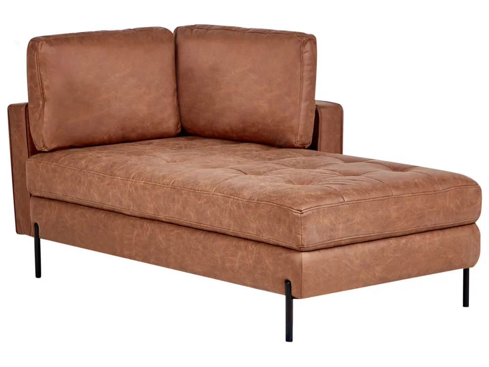Chaise lounge ecopelle marrone oro lato sinistro REBAIS