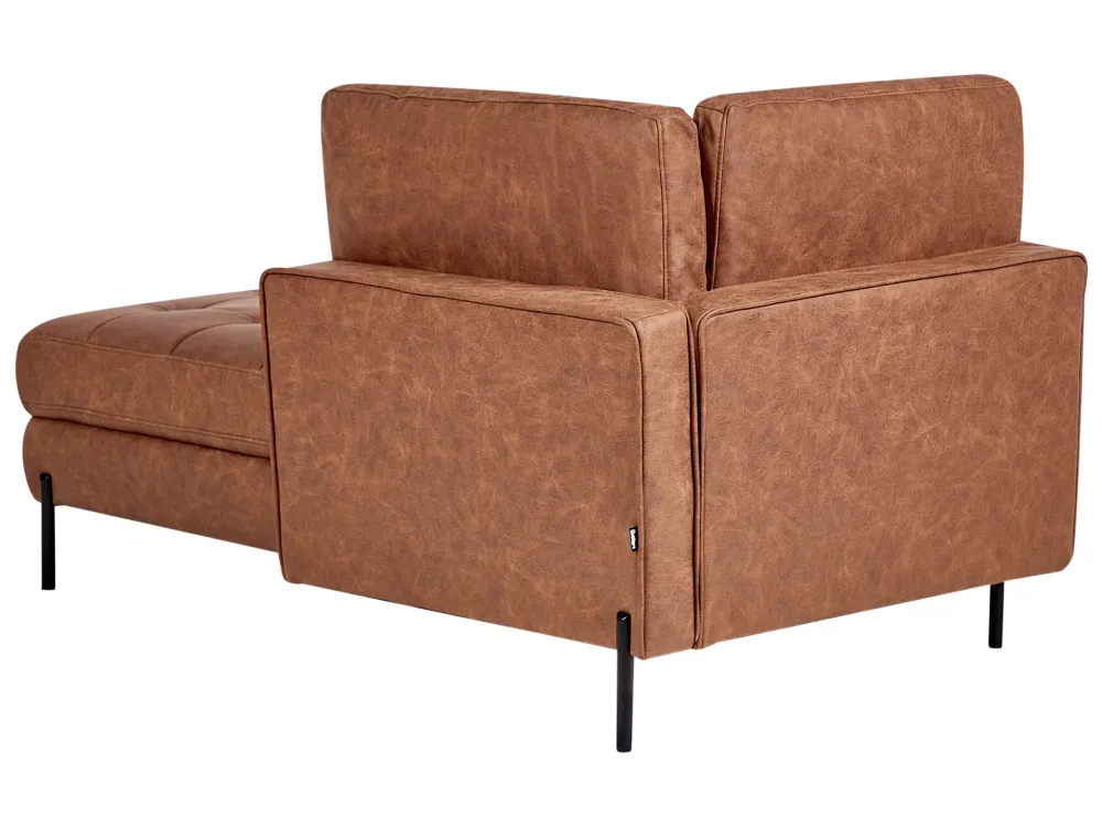 Chaise lounge ecopelle marrone oro lato sinistro REBAIS