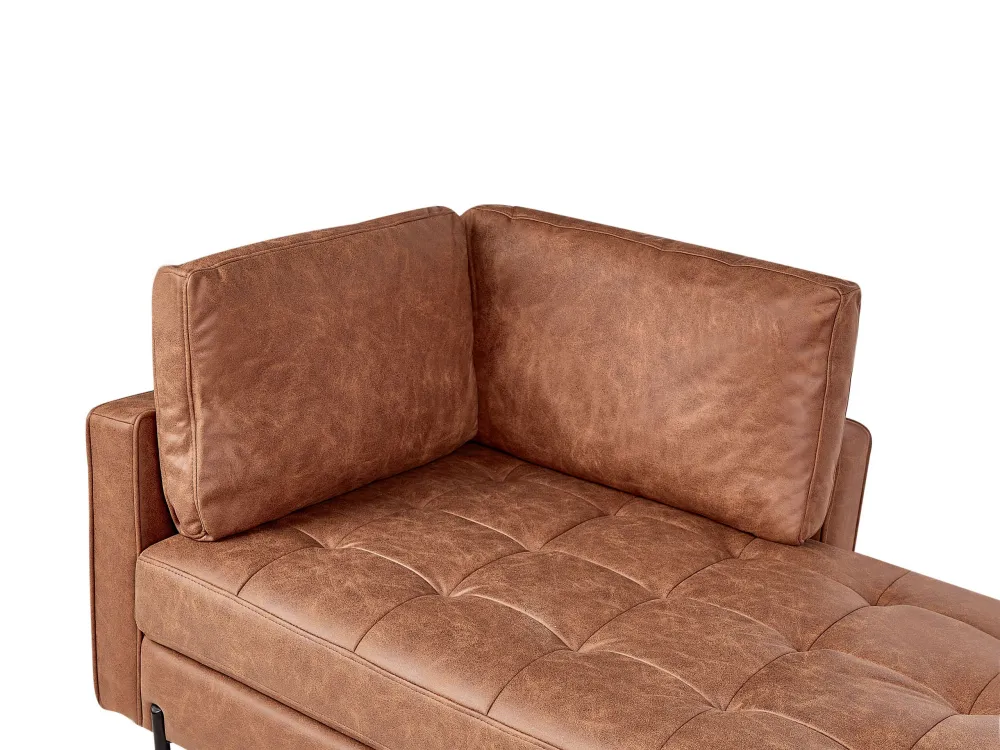 Chaise lounge ecopelle marrone oro lato sinistro REBAIS