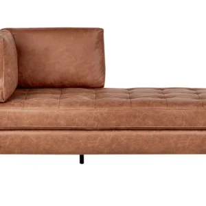 Chaise lounge ecopelle marrone oro lato sinistro REBAIS