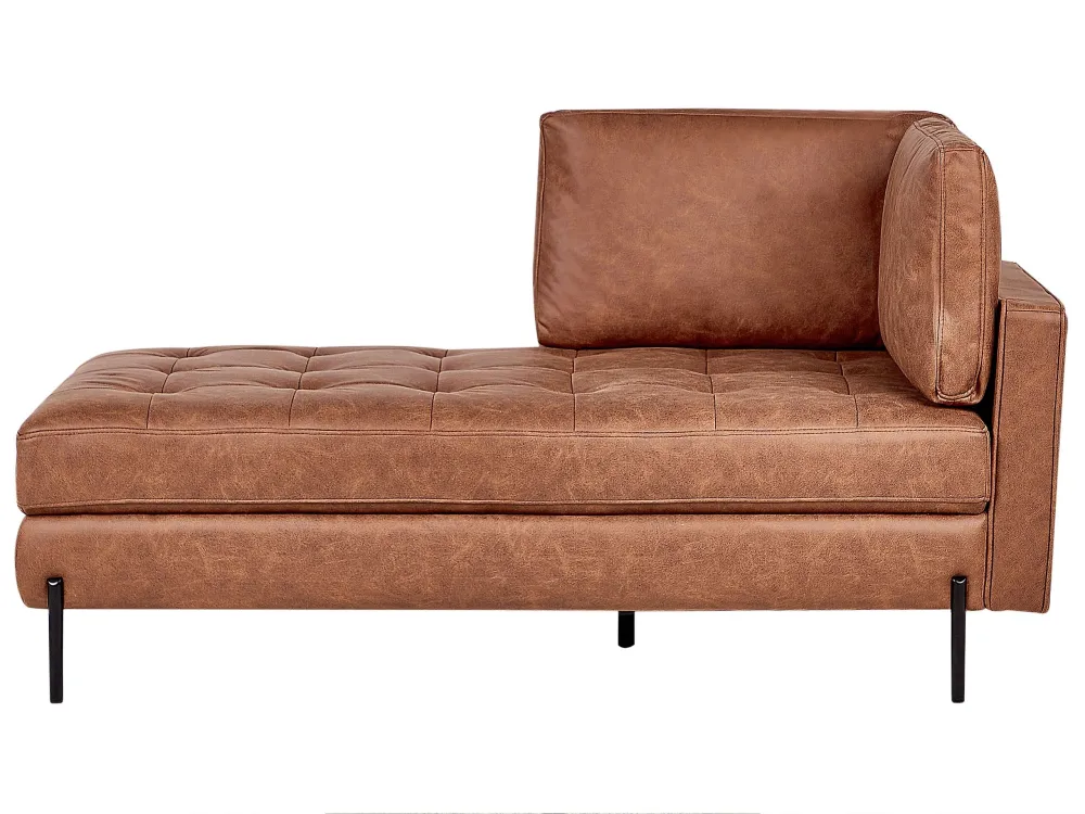 Chaise lounge ecopelle marrone oro lato destro REBAIS