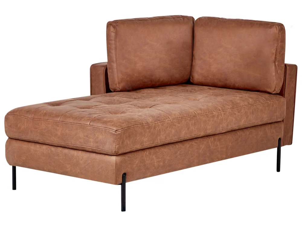 Chaise lounge ecopelle marrone oro lato destro REBAIS