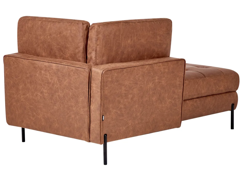 Chaise lounge ecopelle marrone oro lato destro REBAIS