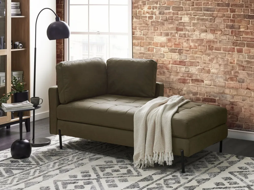 Chaise lounge ecopelle verde lato sinistro REBAIS