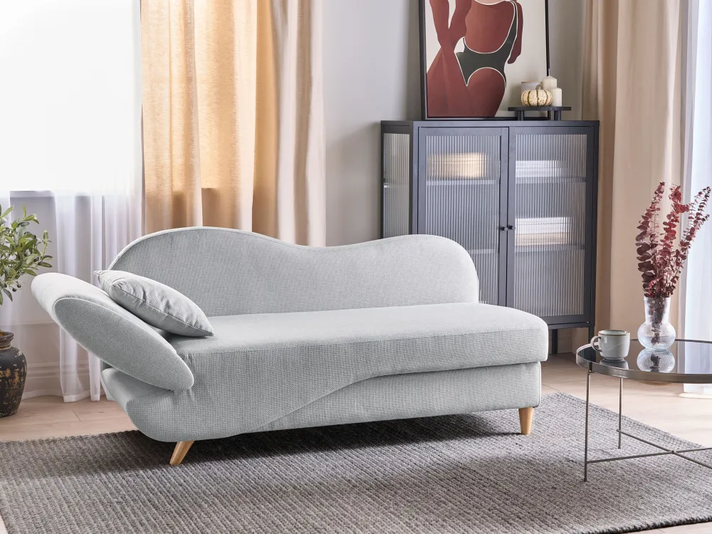 Chaise Lounge tessuto con contenitore grigio trasparente lato sinistro MERI II