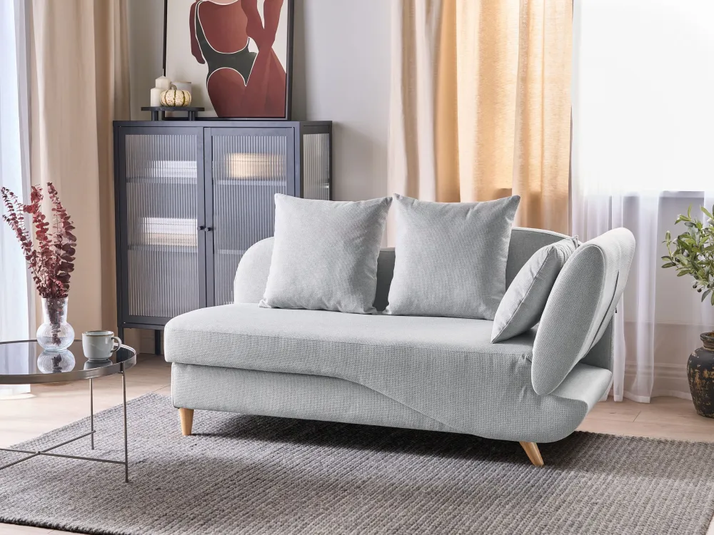 Chaise Lounge tessuto con contenitore grigio distinto lato destro MERI II