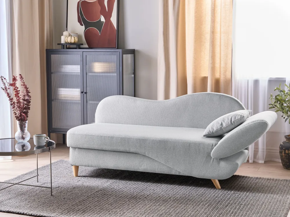 Chaise Lounge tessuto con contenitore grigio distinto lato destro MERI II