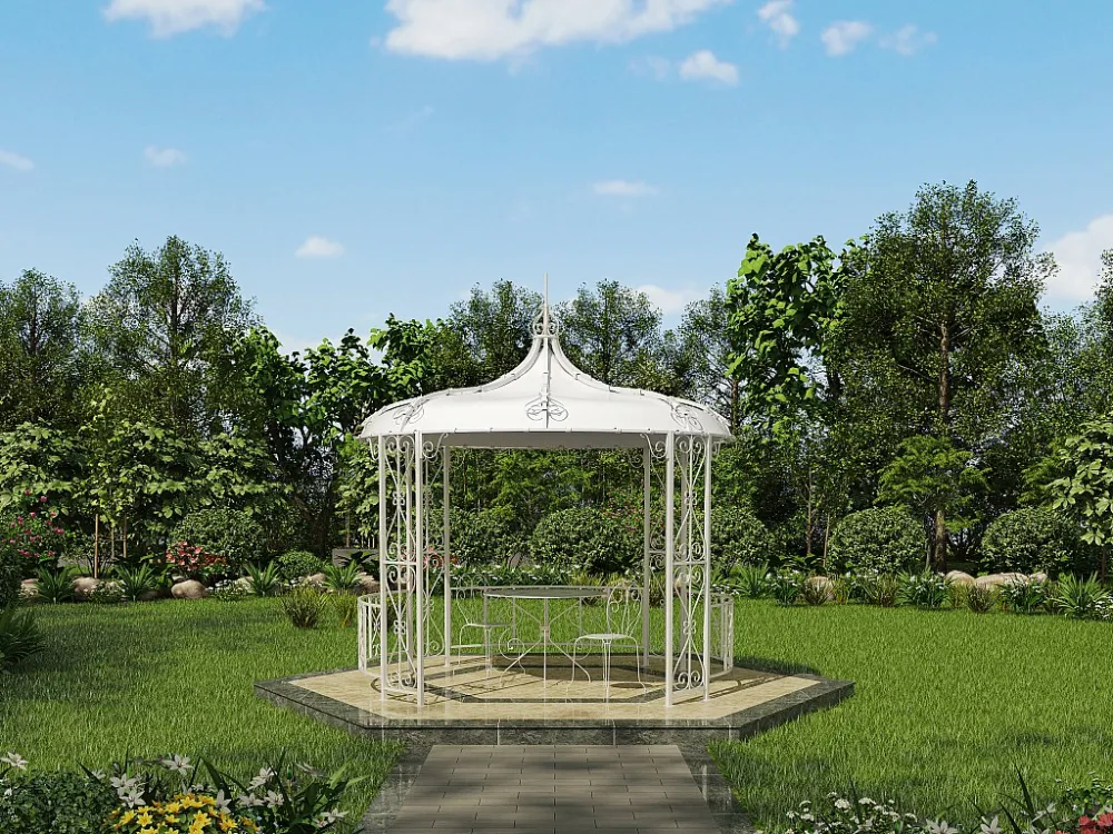 Chiosco telo D300 x H290cm Metallo Bianco Stile Ferro battuto TILCARA