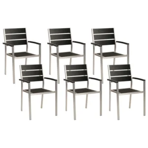 Confortevole Ergonomico Set di 6 sedie da giardino VERNIO Nero-argento