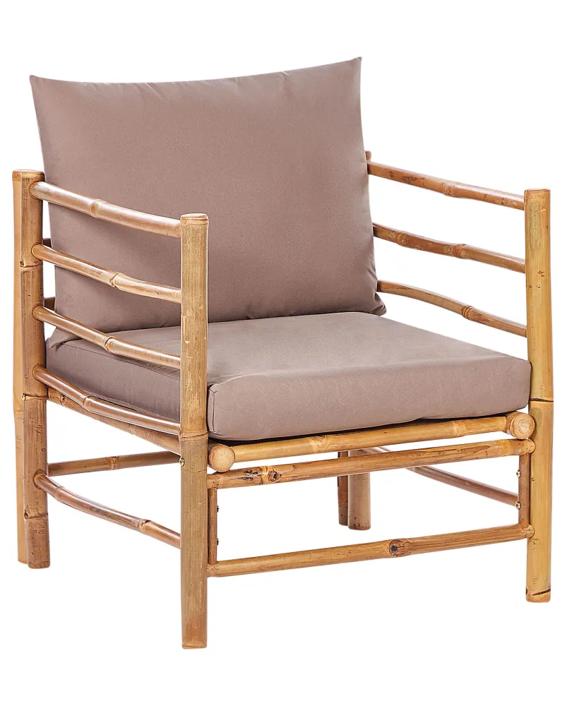 Design Esclusivo Poltrona da giardino CERRETO Legno di bambù Tortora