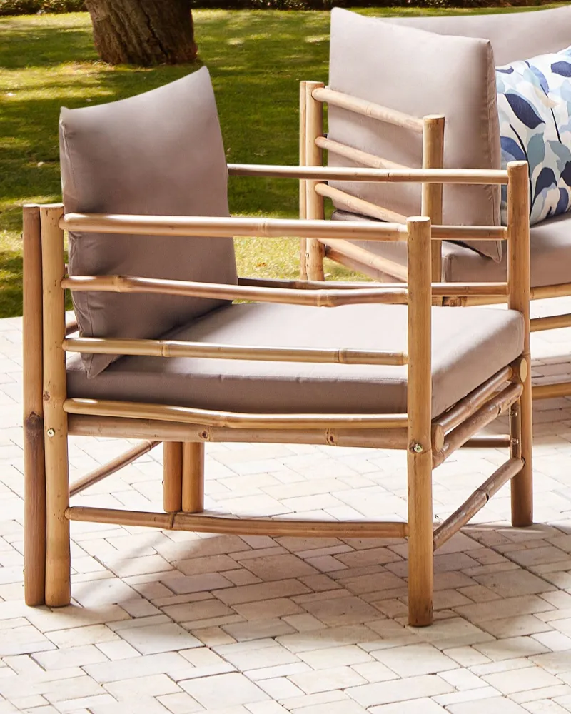 Design Esclusivo Poltrona da giardino CERRETO Legno di bambù Tortora