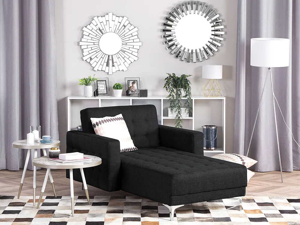 Fabric Chaise Lounge Graphite Grey ABERDEEN