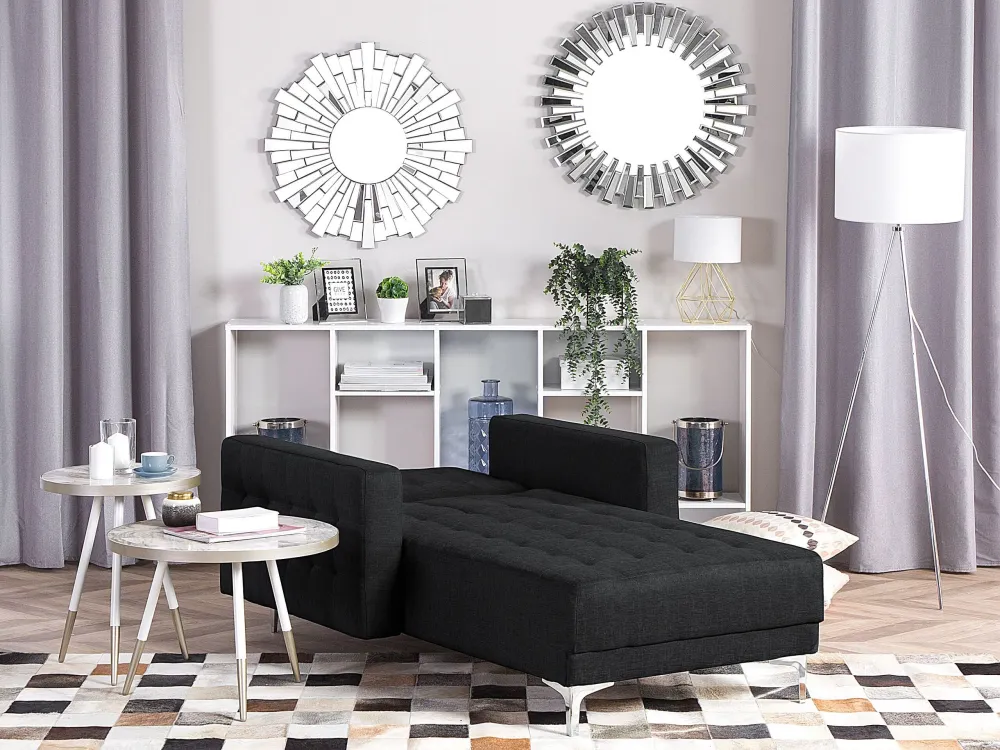 Fabric Chaise Lounge Graphite Grey ABERDEEN