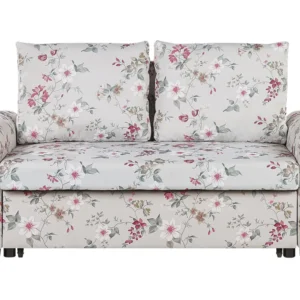Fabric Sofa Bed Floral Pattern Light Grey SILDA Legno Massello