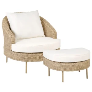 Garden Armchair Ottoman ARCILLE PE Rattan Genuino