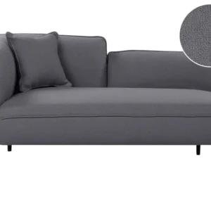 Left Hand Boucle Chaise Lounge Dark Grey CHEVANNES