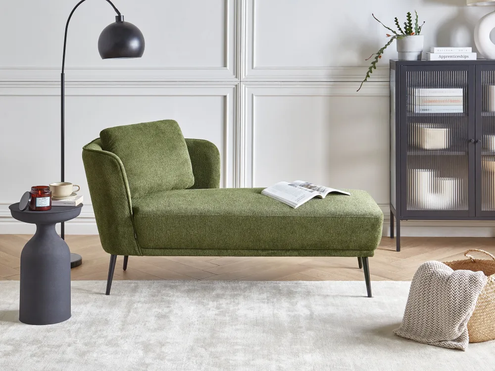 Left Hand Fabric Chaise Lounge Dark Green ARTHEZE