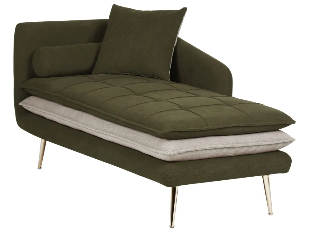 Left Hand Fabric Chaise Lounge Green GONESSE