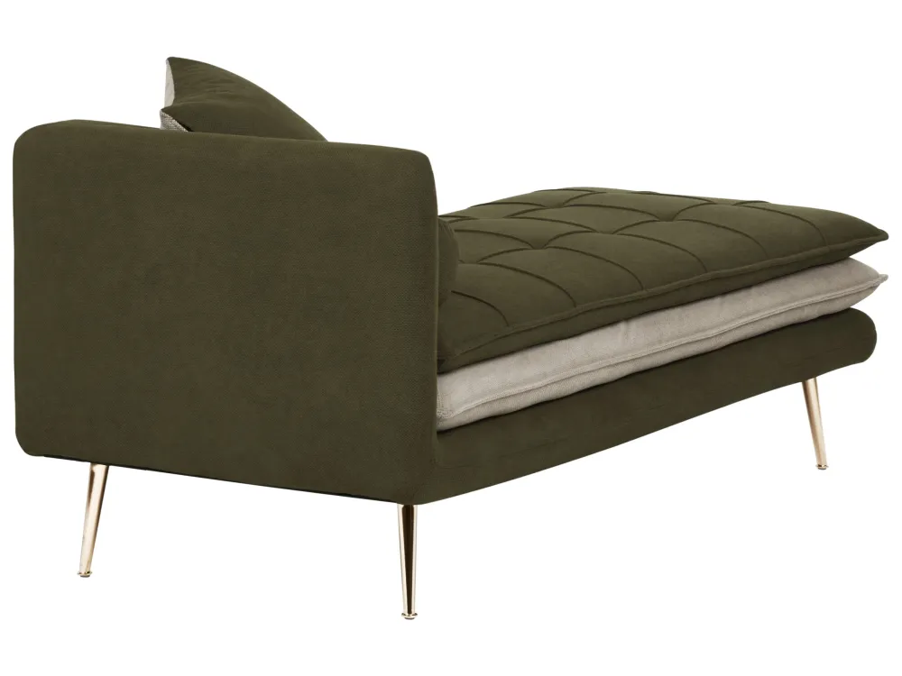 Left Hand Fabric Chaise Lounge Green GONESSE