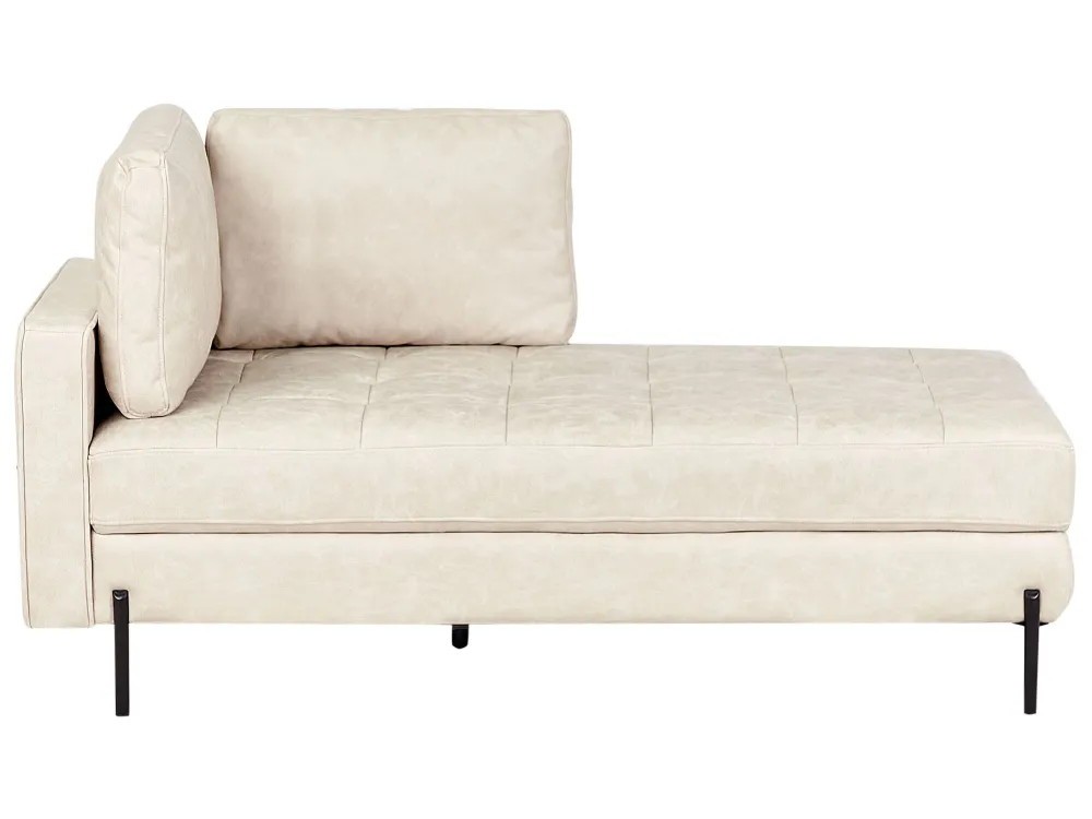 Left Hand Faux Leather Chaise Lounge Light Camoscio REBAIS