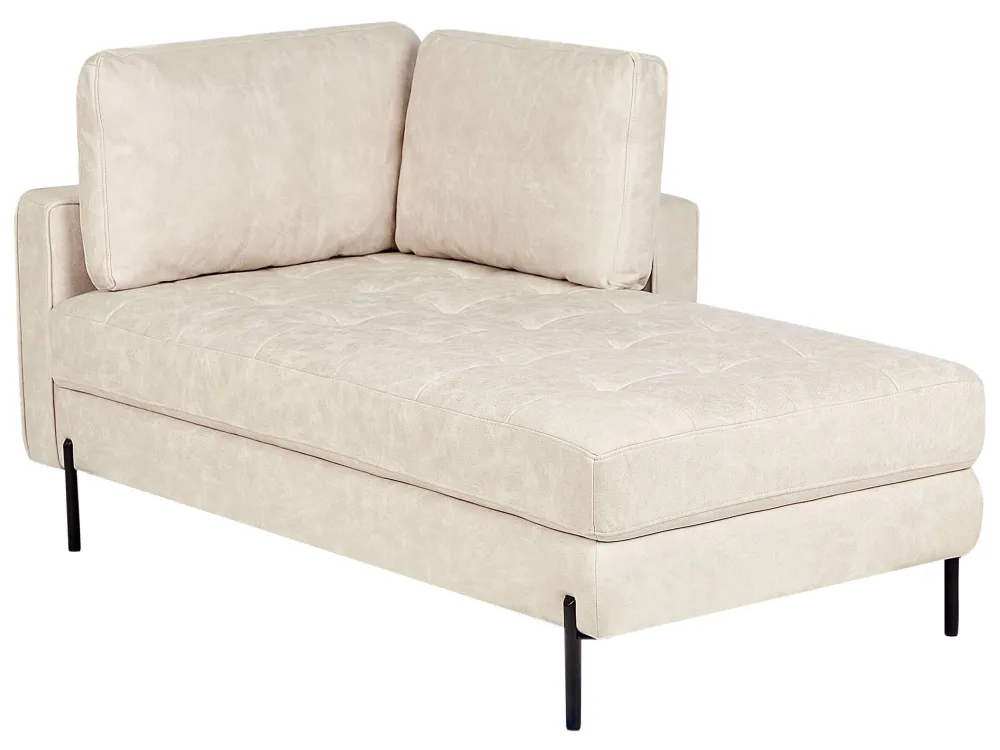 Left Hand Faux Leather Chaise Lounge Light Camoscio REBAIS