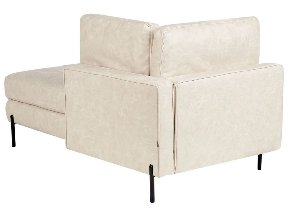Left Hand Faux Leather Chaise Lounge Light Camoscio REBAIS