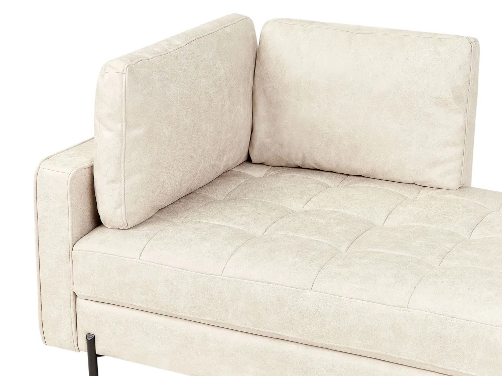 Left Hand Faux Leather Chaise Lounge Light Camoscio REBAIS