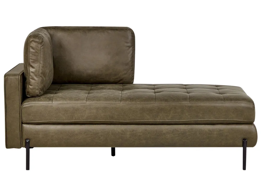 Left Hand Faux Pelle pregiata Chaise Lounge Green REBAIS