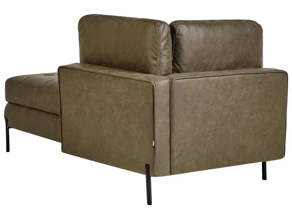 Left Hand Faux Pelle pregiata Chaise Lounge Green REBAIS