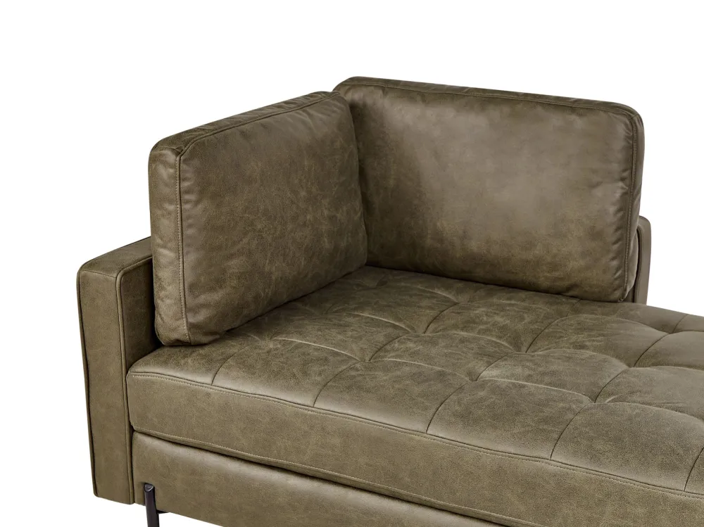 Left Hand Faux Pelle pregiata Chaise Lounge Green REBAIS