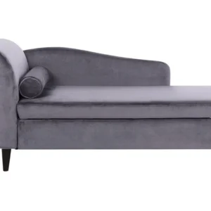 Left Hand Vellutato Chaise Lounge Dark Grey LUIRO