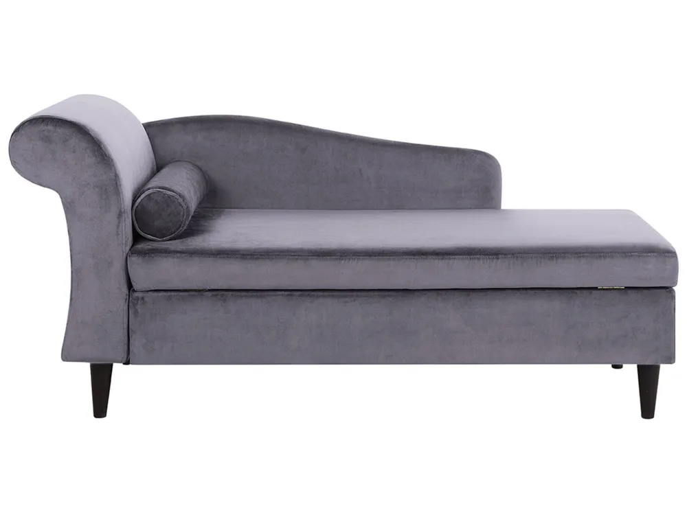 Left Hand Vellutato Chaise Lounge Dark Grey LUIRO