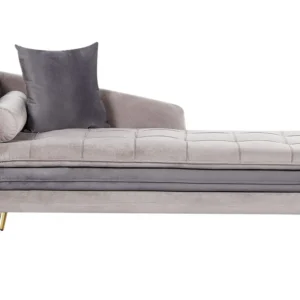Left Hand velluto Chaise Lounge Beige and Grey GONESSE